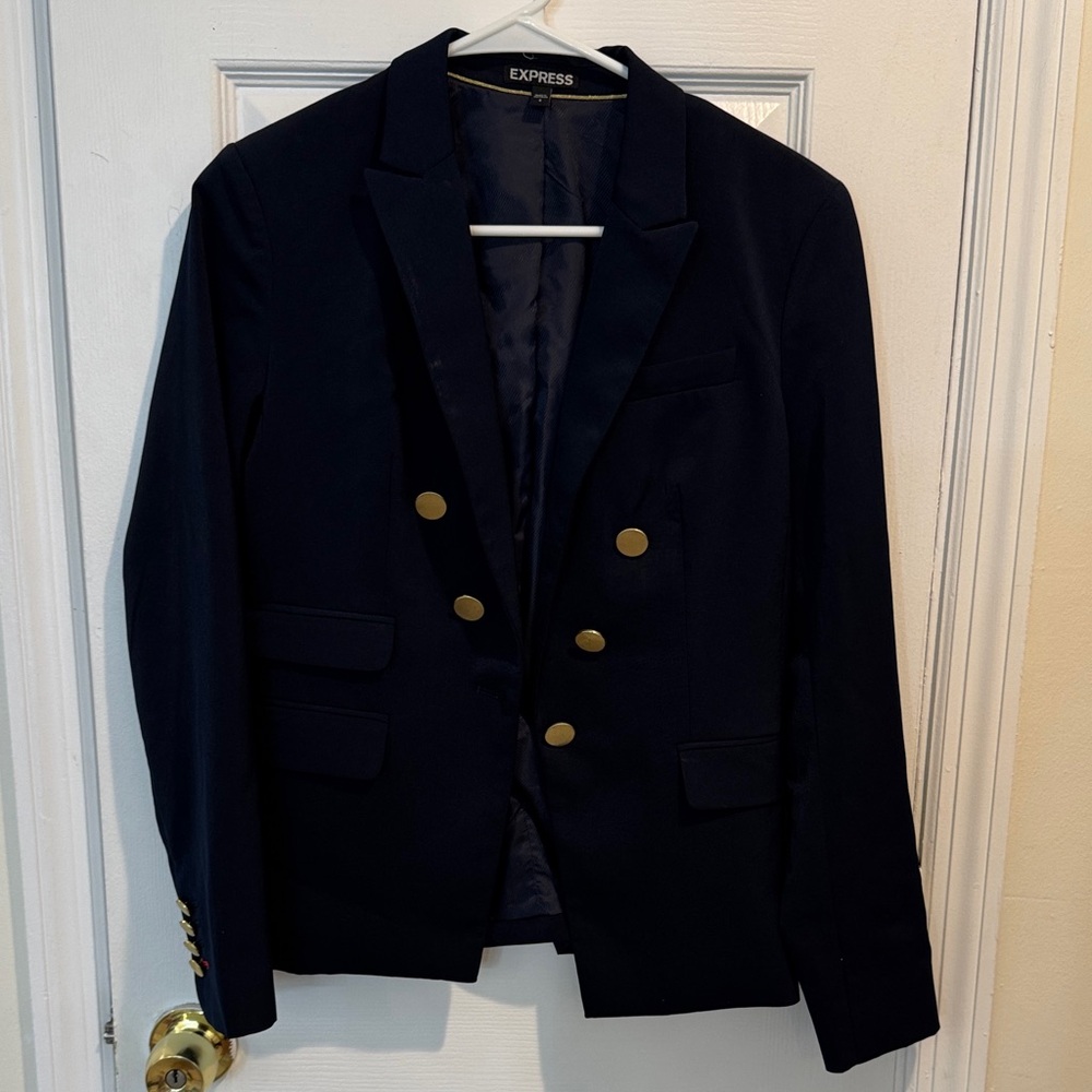 Express Dark Blue Blazer with Gold Accents